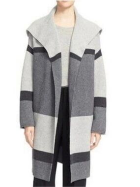 Vince Gray & Charcoal Striped Open-Front Cardigan